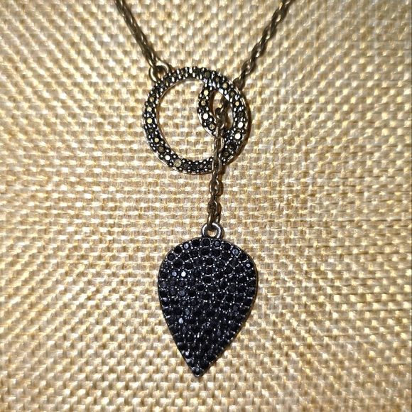 Lucky Brand Jewelry - Lucky Brand Pave Elegant Gold and Black Pendant Slide Necklace